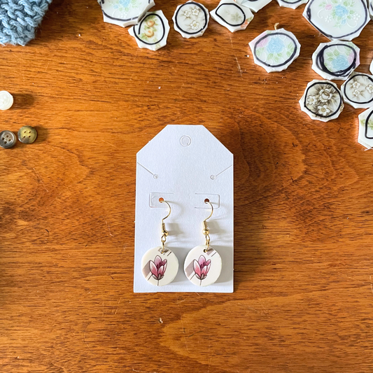 Pink Tulip China Earrings